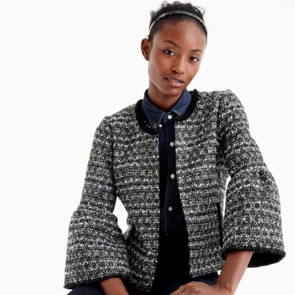 NWT J. Crew Lady Jacket in Black Sequin Tweed - Picture 1 of 9